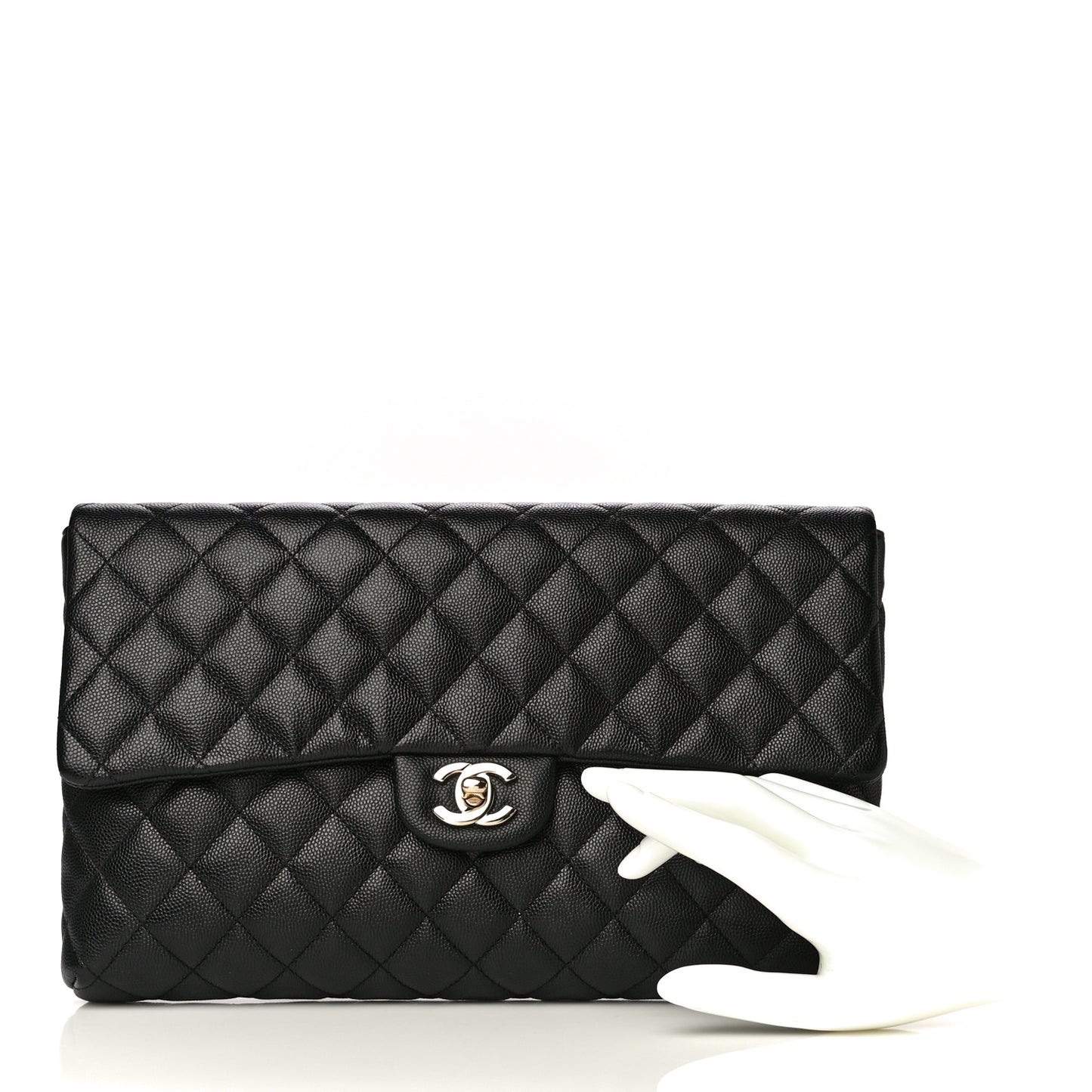 Caviar Quilted Flap Clutch Black