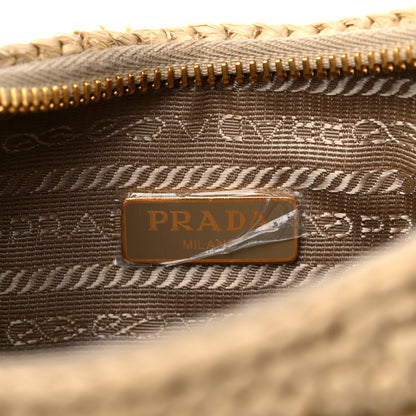 Prada Yarn Raffia Effect Crochet Mini Re-Edition 2000 Shoulder Bag Naturale 6 of 9