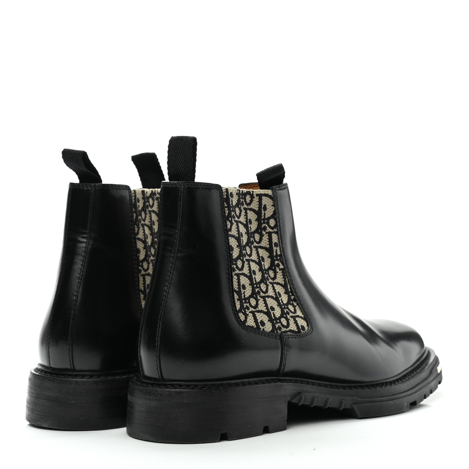 Christian Dior Calfskin Oblique Mens Explorer II Chelsea Boots 44 Beige Black 4 of 9