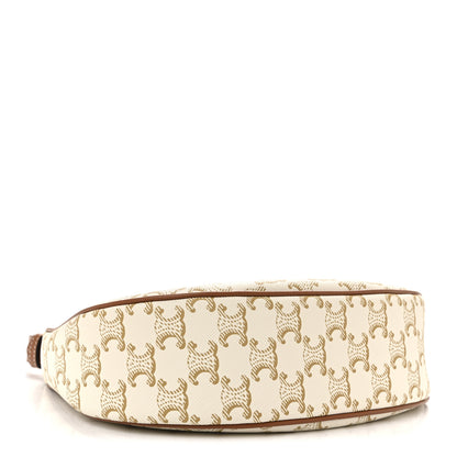 Celine Canvas Calfskin Ava Triomphe Shoulder Bag White 4 of 11