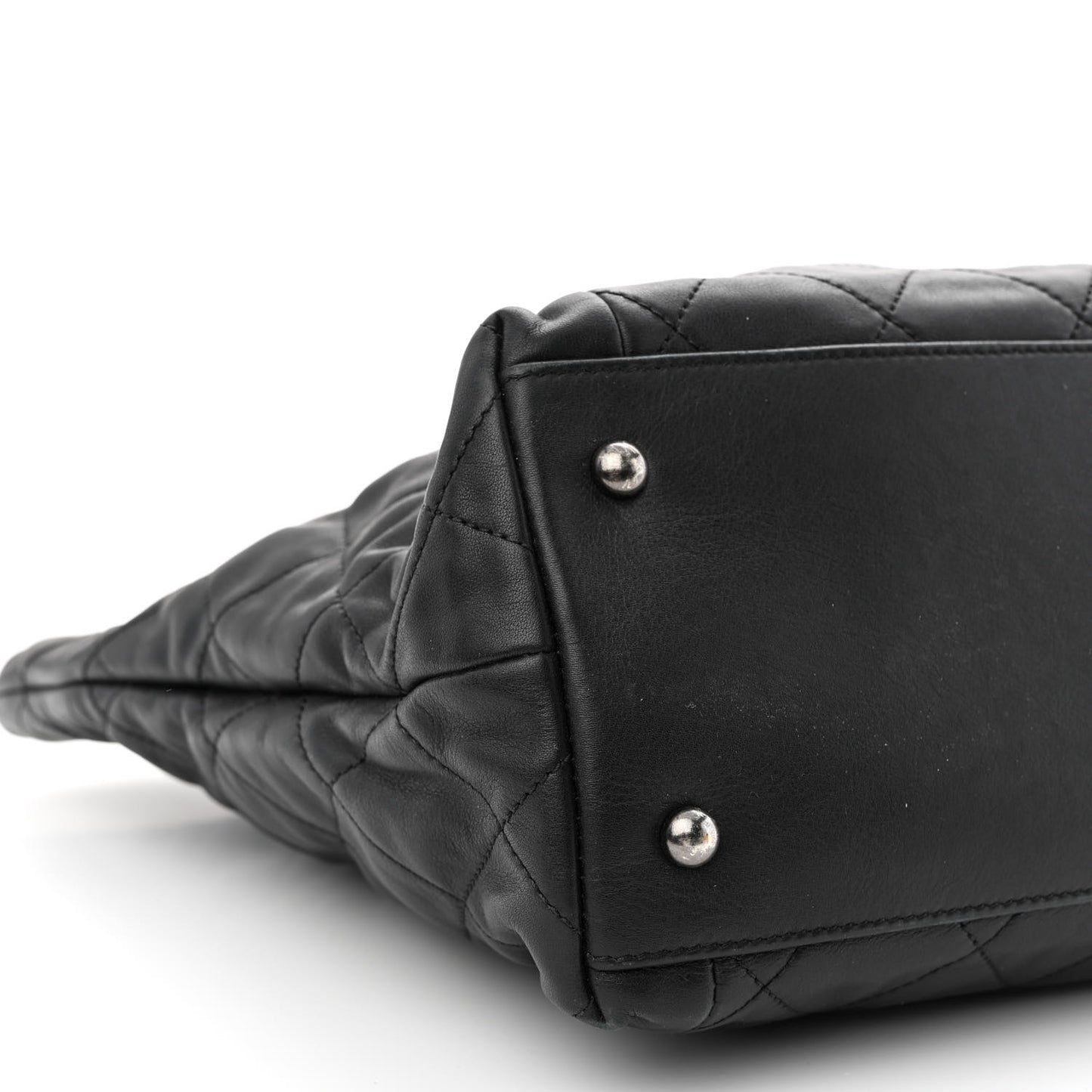 Calfskin Quilted Large Coco Pleats Tote Black