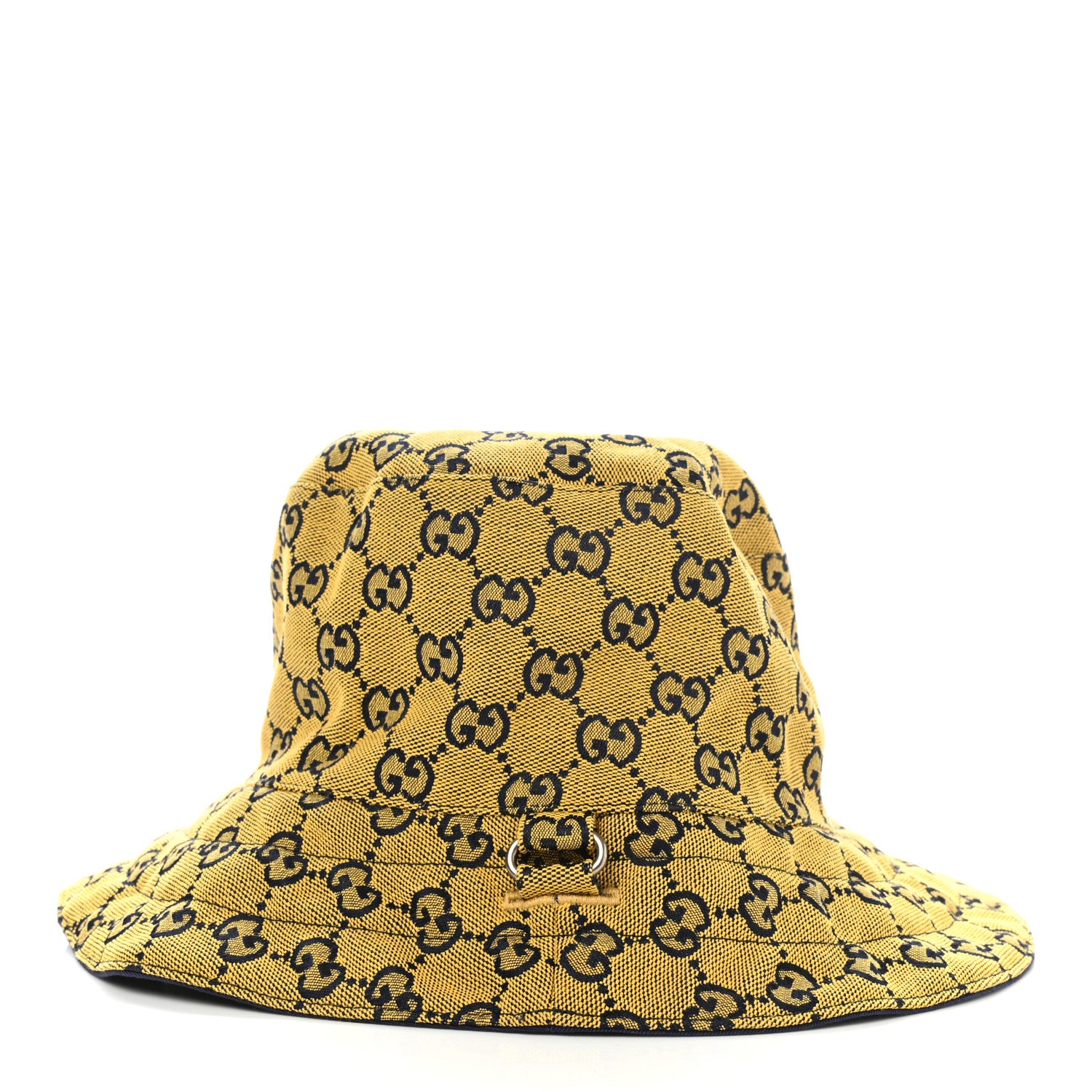 Gucci Monogram Multicolor Reversible Self-Tie Bucket Hat XL Yellow Blue 4 of 15