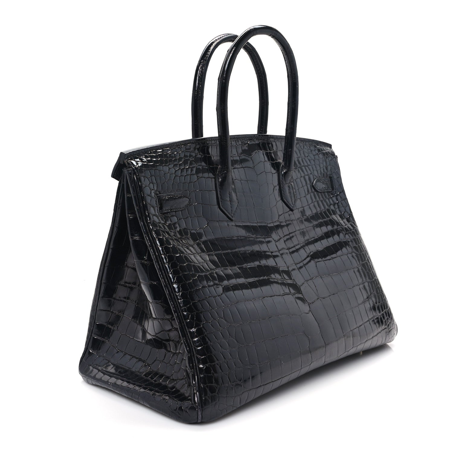 Hermes Shiny Porosus Crocodile Birkin 35 Black 3 of 12