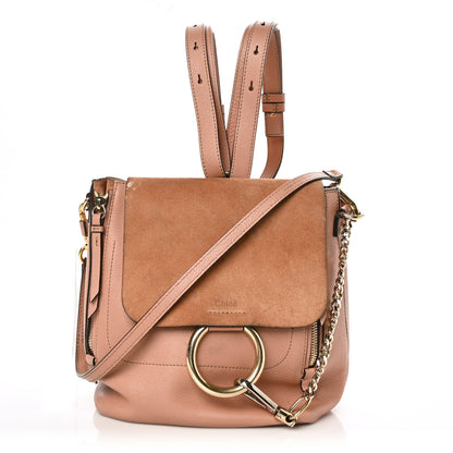 Chloe Suede Calfskin Small Faye Backpack Nougat 1 of 7