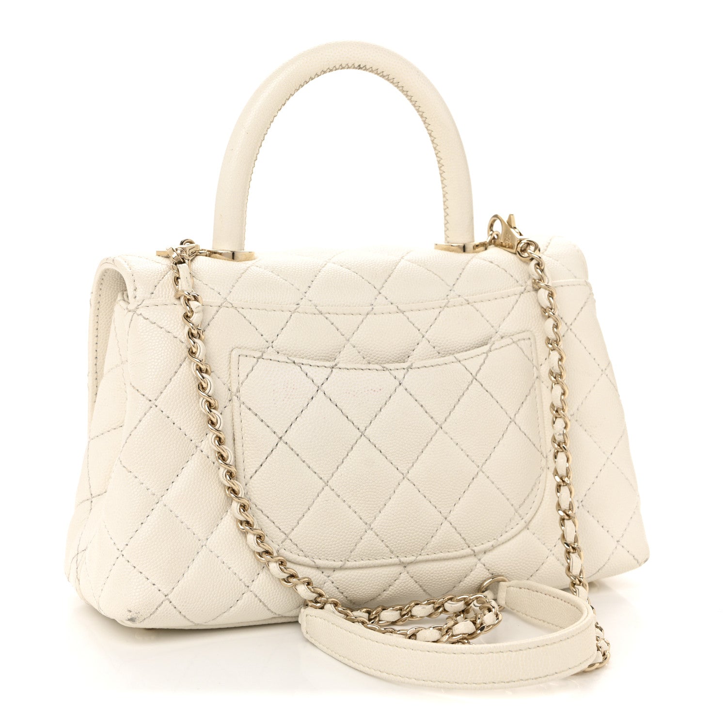 Chanel Caviar Quilted Mini Coco Handle Flap White 3 of 14