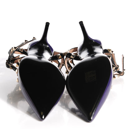Valentino Garavani Patent Rockstud Ankle Strap Low Heel Pumps 38 Purple Black 5 of 6