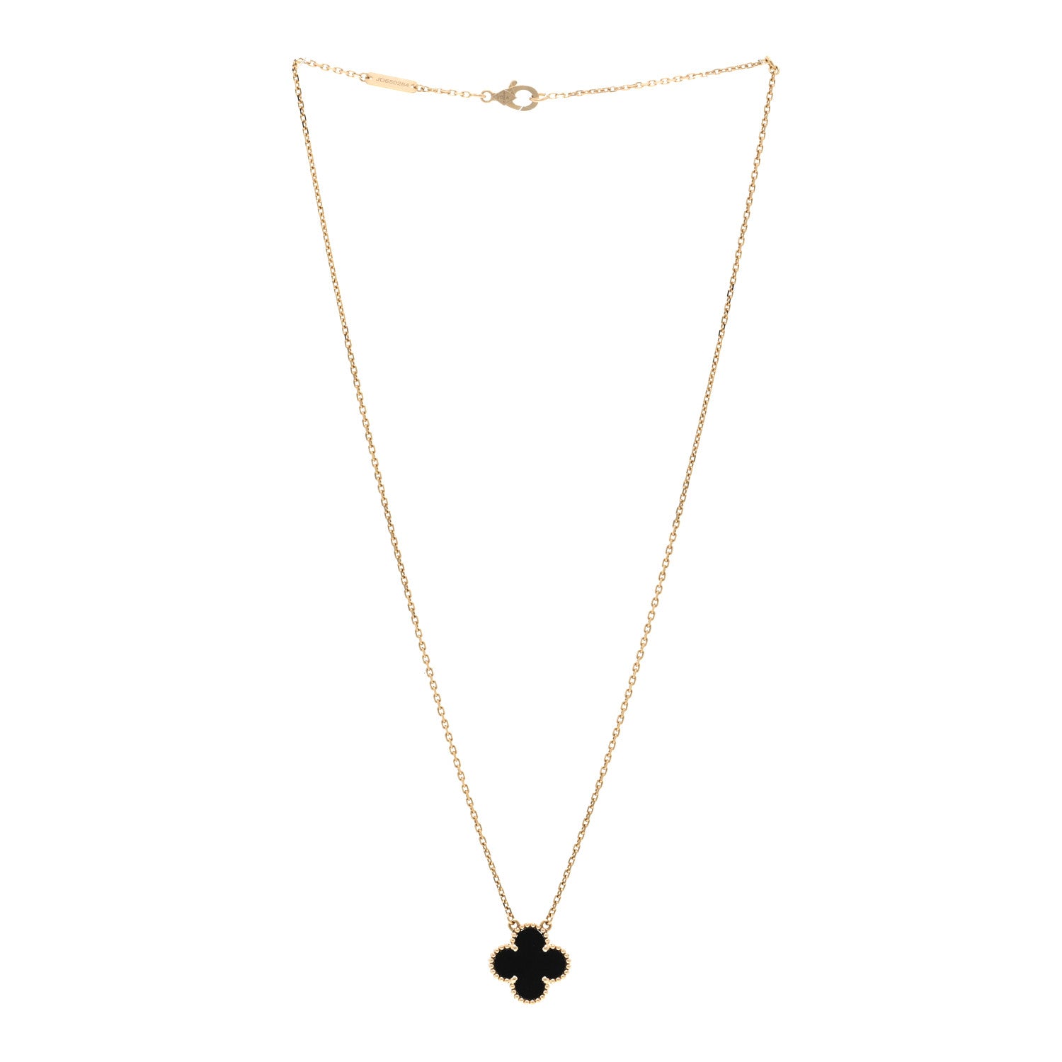 Van Cleef & Arpels 18K Yellow Gold Black Onyx Vintage Alhambra Pendant Necklace 3 of 5