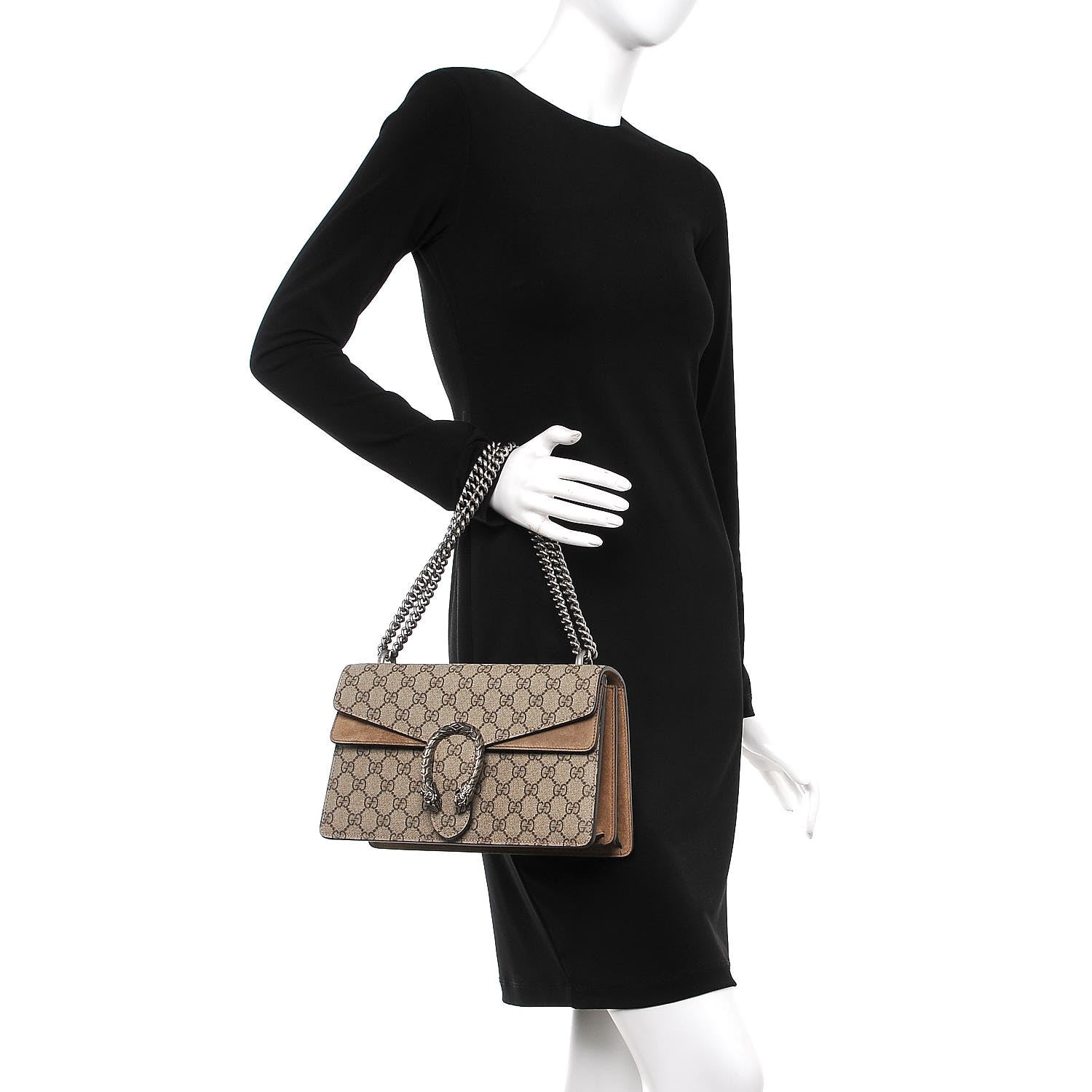 Gucci GG Supreme Monogram Small Dionysus Shoulder Bag Taupe 2 of 10