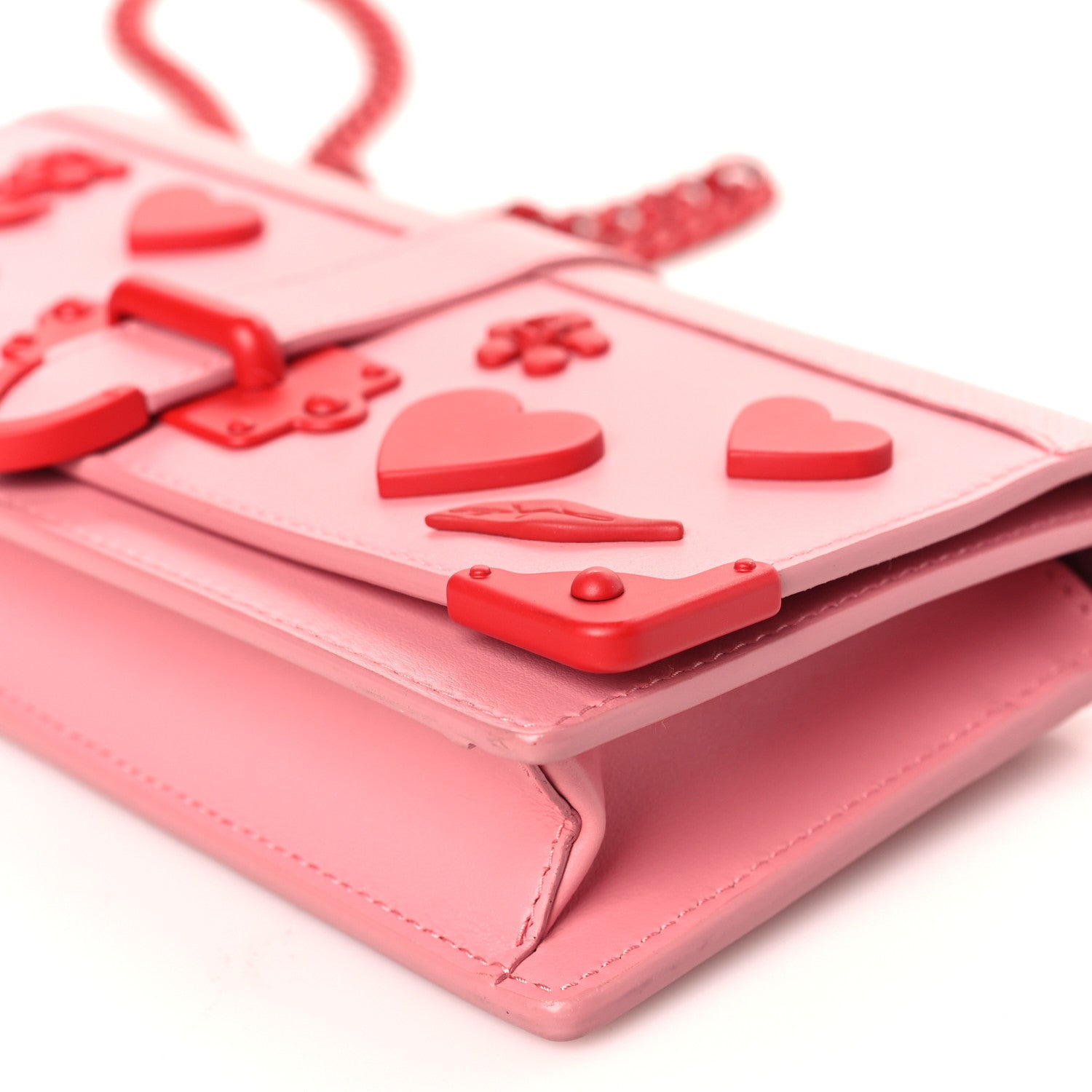 Prada Saffiano City Calf Heart & Flower Mini Cahier Crossbody Bag Pink Red 9 of 9