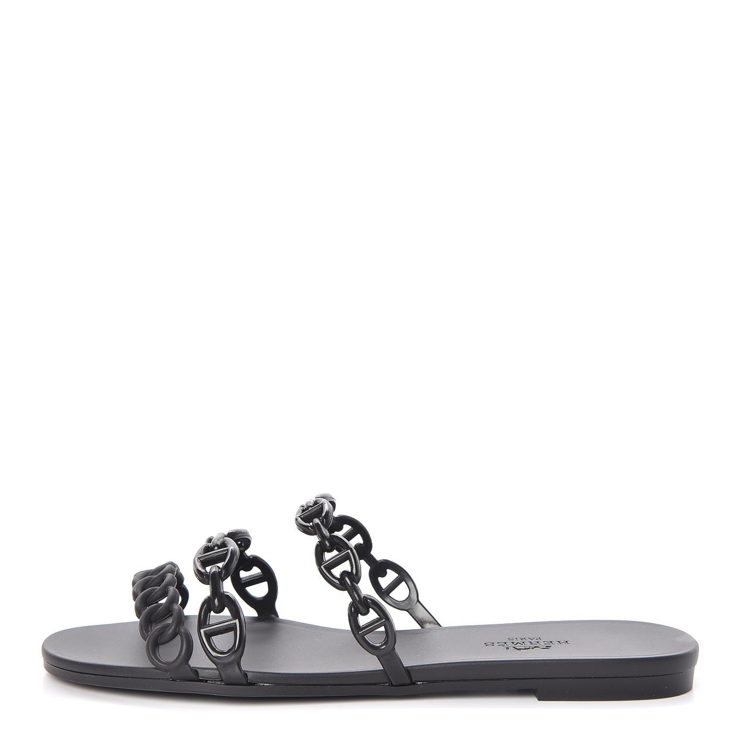 Hermes Rubber Chaine d'Ancre Rivage Sandals 35 Black 1 of 9