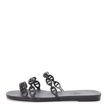 Hermes Rubber Chaine d'Ancre Rivage Sandals 35 Black 1 of 9