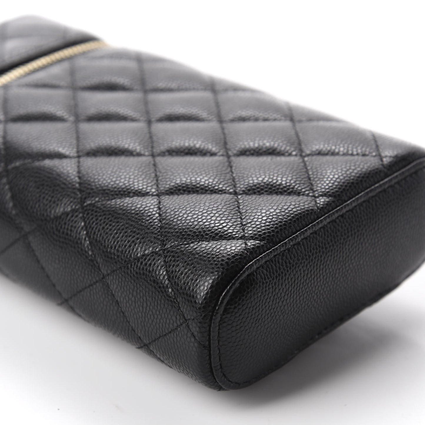 Caviar Quilted Phone Holder With Chain Black