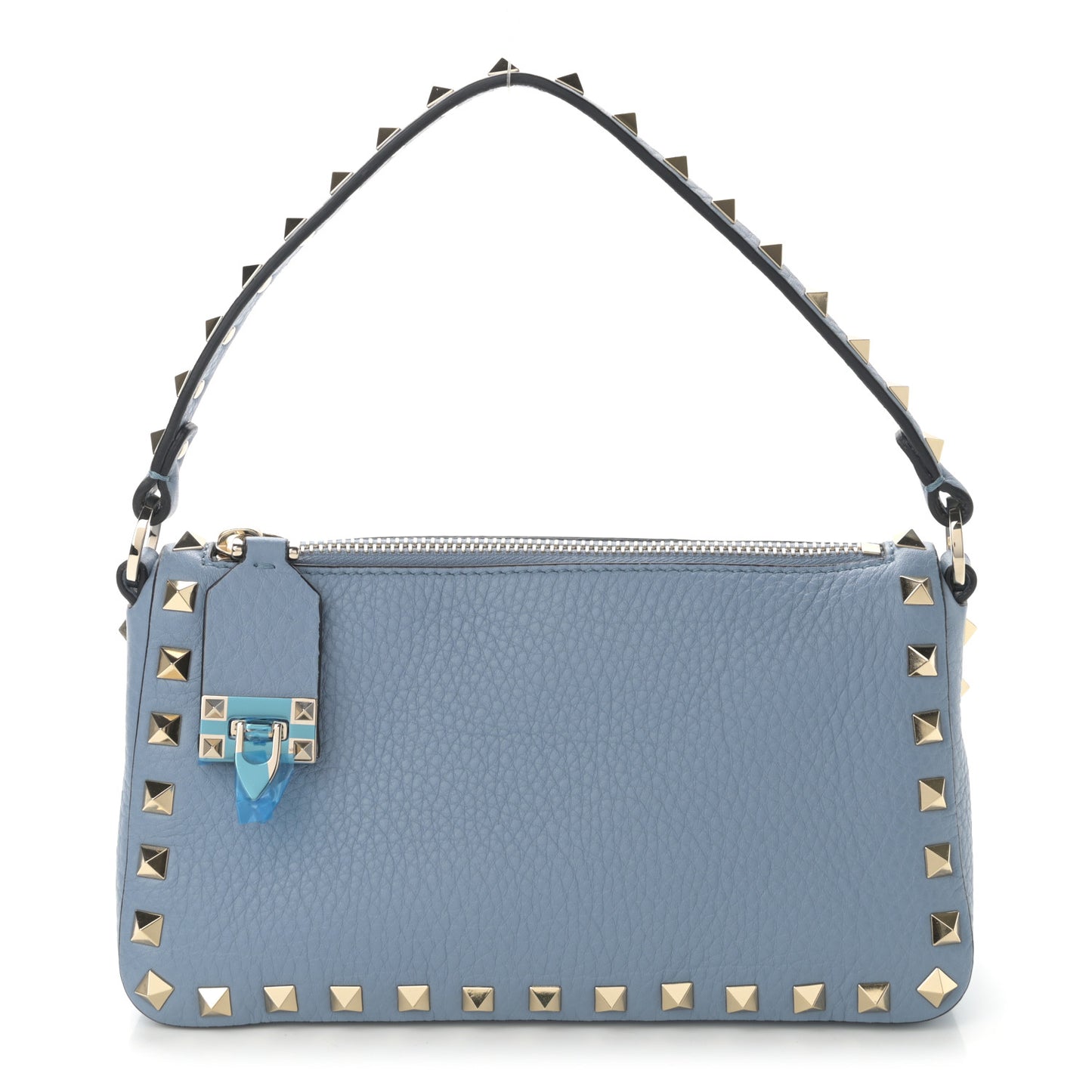 Pebbled Calfskin Small Rockstud Flip Lock Shoulder Bag Niagara