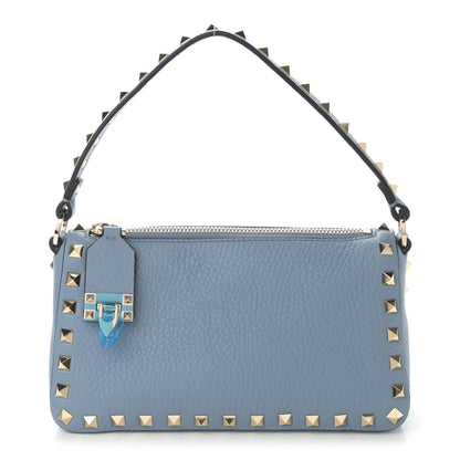Valentino Garavani Pebbled Calfskin Small Rockstud Flip Lock Shoulder Bag Niagara 1 of 7
