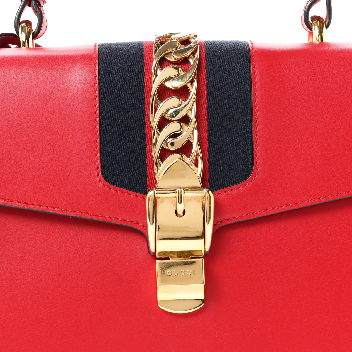 Calfskin Medium Sylvie Top Handle Bag Hibiscus Red