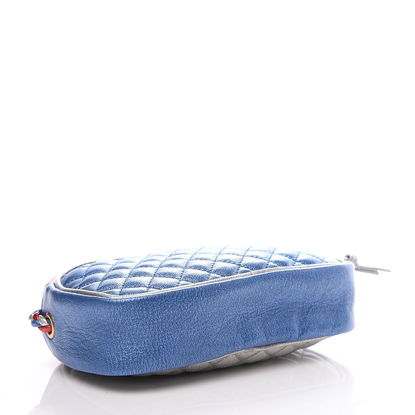 Laminated Nappa Trapuntata Mini Zumi Dome Shoulder Bag Rosso Marine Argento