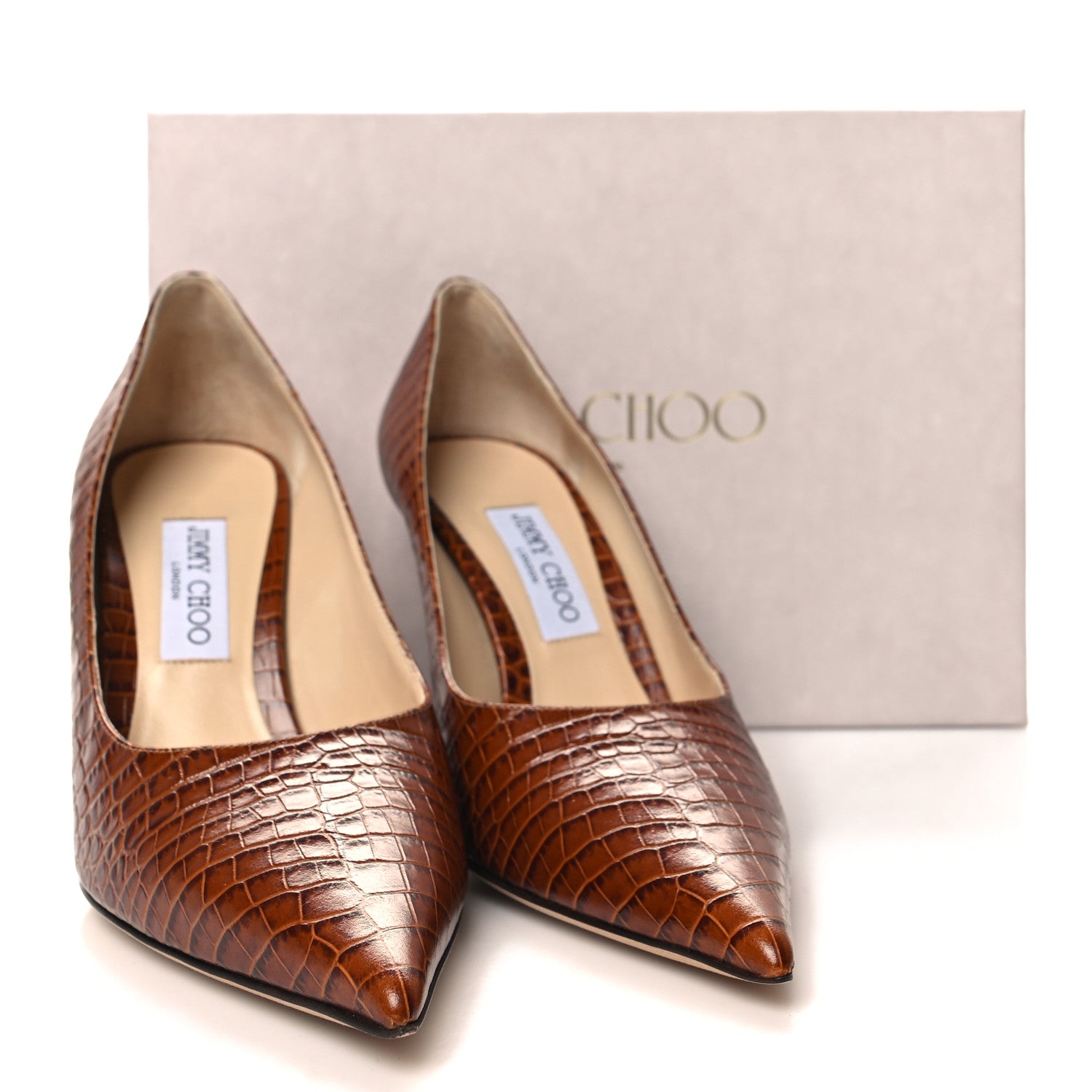 Jimmy Choo Crocodile Embossed Calfskin Love 85 Pump 41 Cuoio 8 of 8