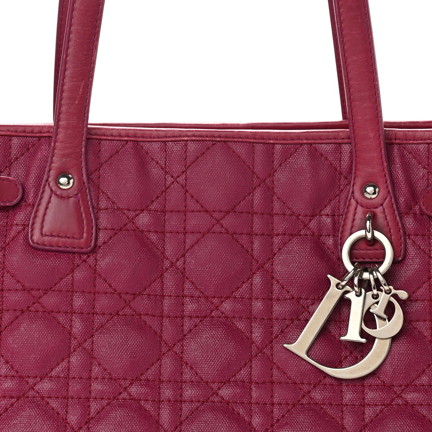 Coated Canvas Cannage Small Panarea Tote Fuchsia