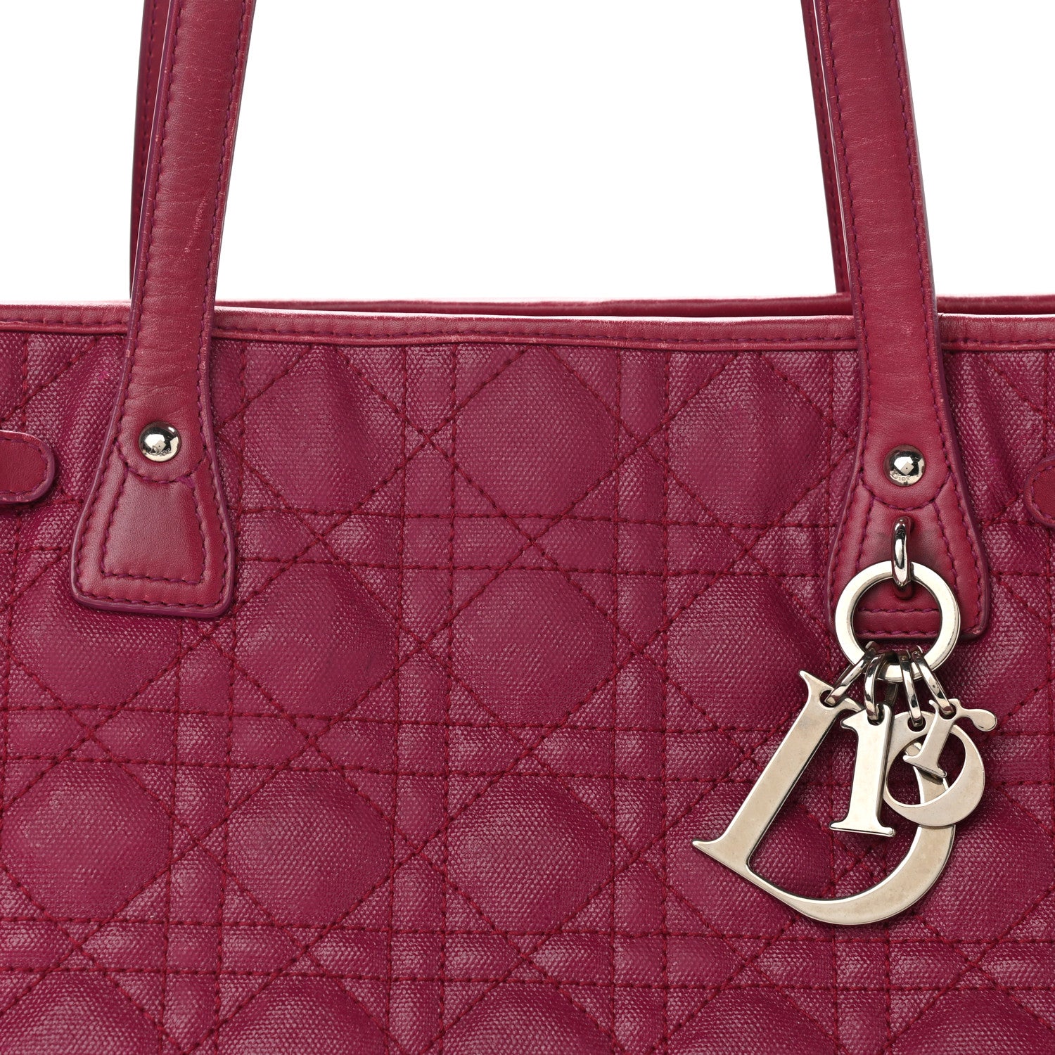 Christian Dior Coated Canvas Cannage Small Panarea Tote Fuchsia 7 of 12