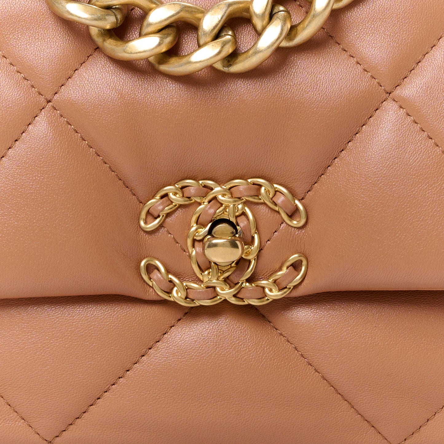 Lambskin Quilted Large Chanel 19 Flap Brown