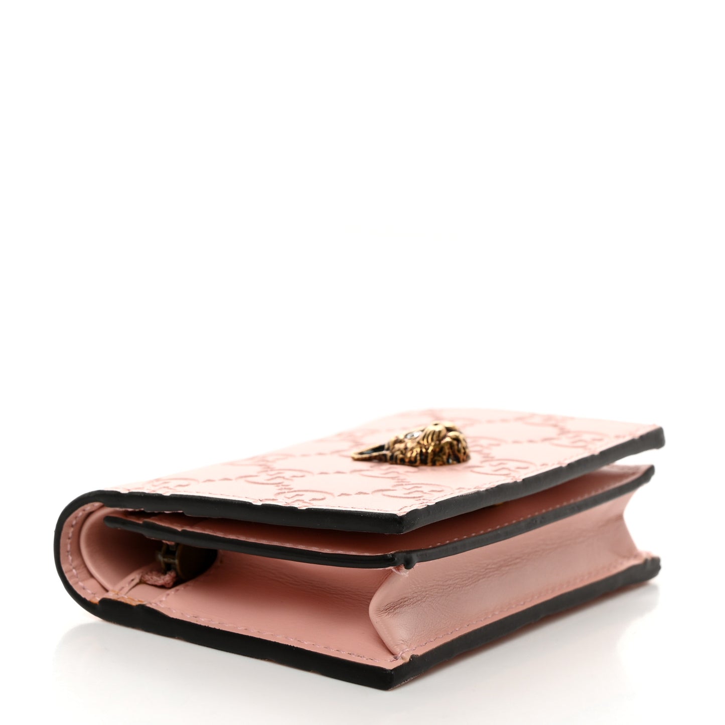 Guccissima Signature Crystal Cat Card Case Wallet Light Candy Pink
