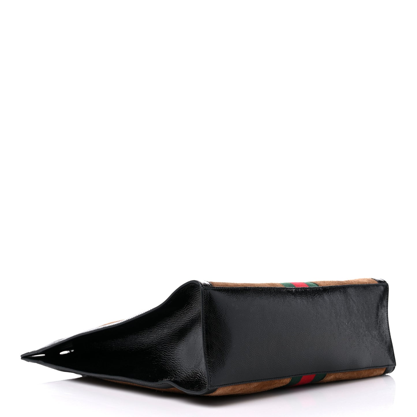 Suede Patent Web Ophidia Vertical Tote Nocciola Black