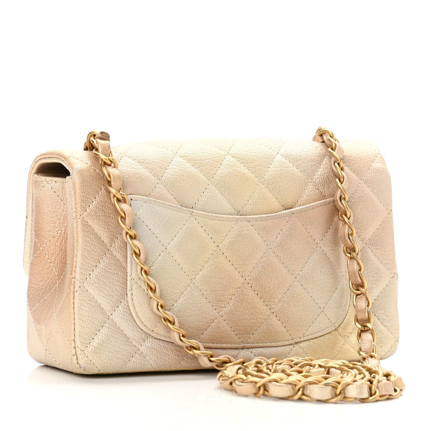 Chanel Metallic Goatskin Quilted Mini Rectangular Flap Gold 3 of 11