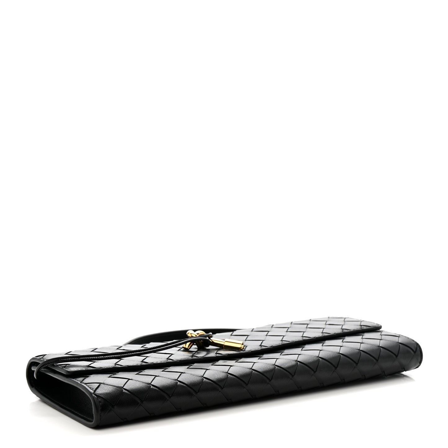 Nappa Intrecciato Long Andiamo Top Handle Clutch Black