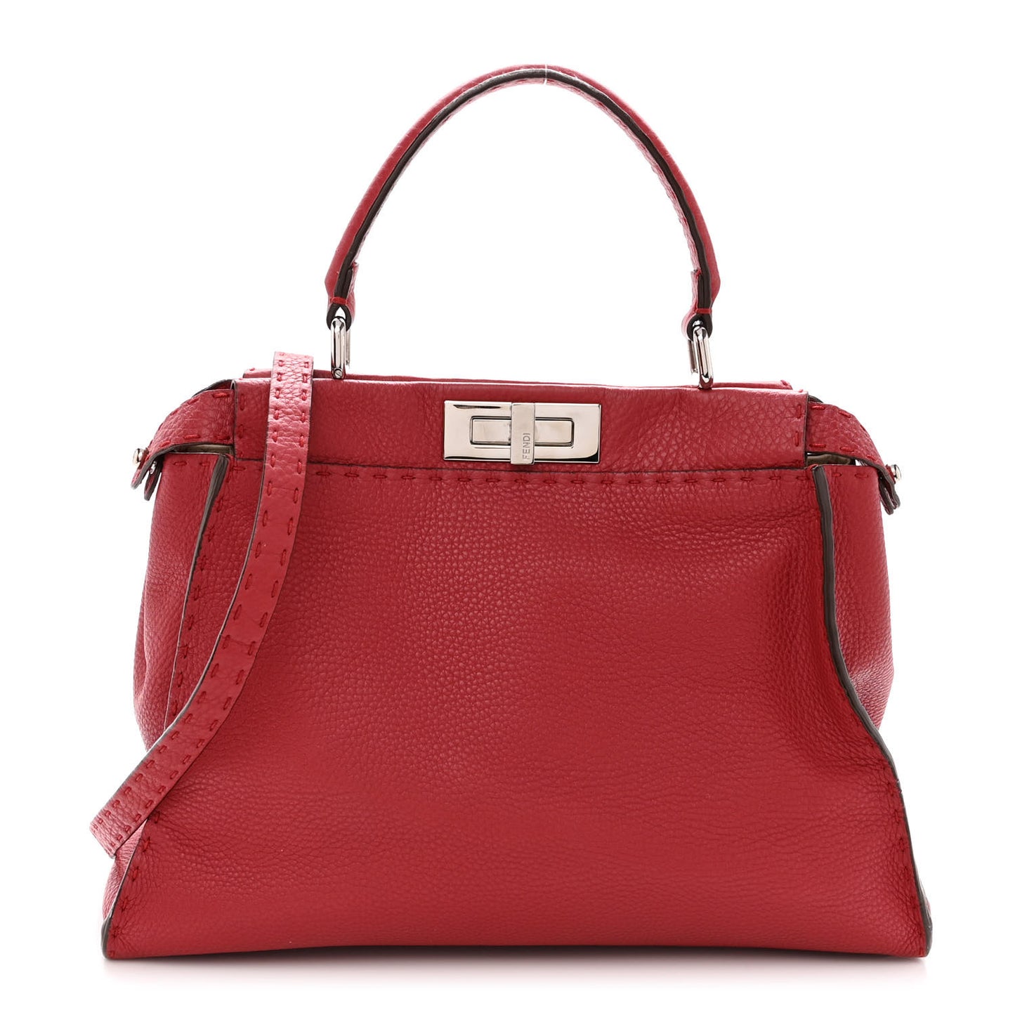 Cuoio Romano Selleria Bi-Color Medium Peekaboo Iconic Satchel Rosso Latte