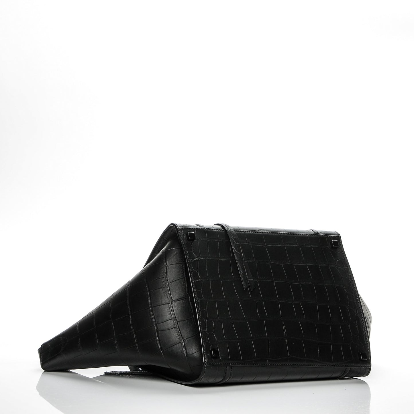 Crocodile Embossed Calfskin Medium Phantom Luggage Black