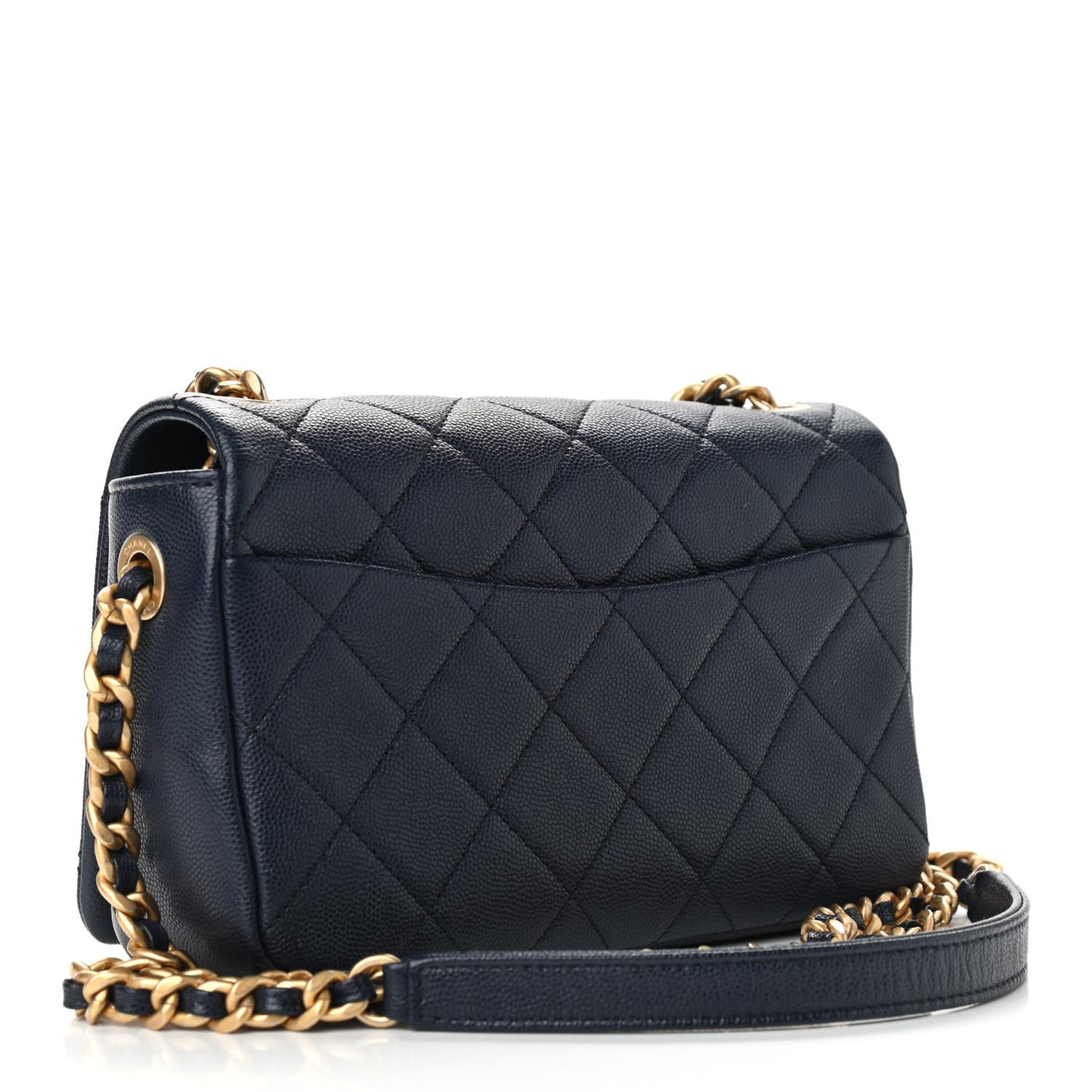 Caviar Quilted Small Fashion Therapy Flap Bag Navy Blue