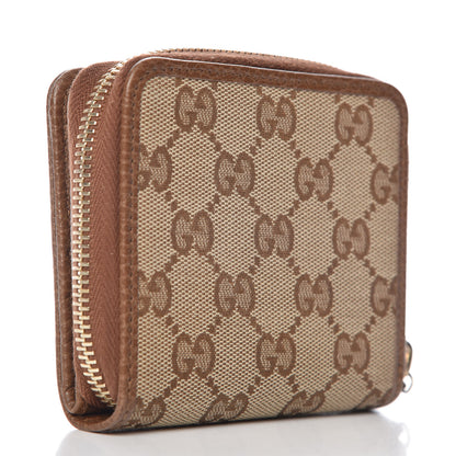 Gucci Monogram Dollar Calfskin Zip Around French Wallet Beige Ebony Tabacco 3 of 11
