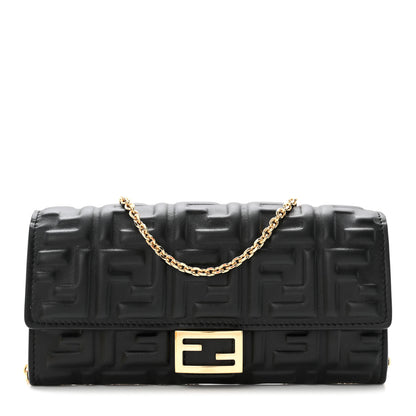 Fendi Nappa Matisse FF Embossed Continental Wallet On Chain Black Black 1 of 12
