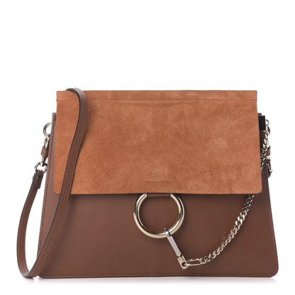 Chloe Suede Calfskin Medium Faye Shoulder Bag Tobacco 1 of 8