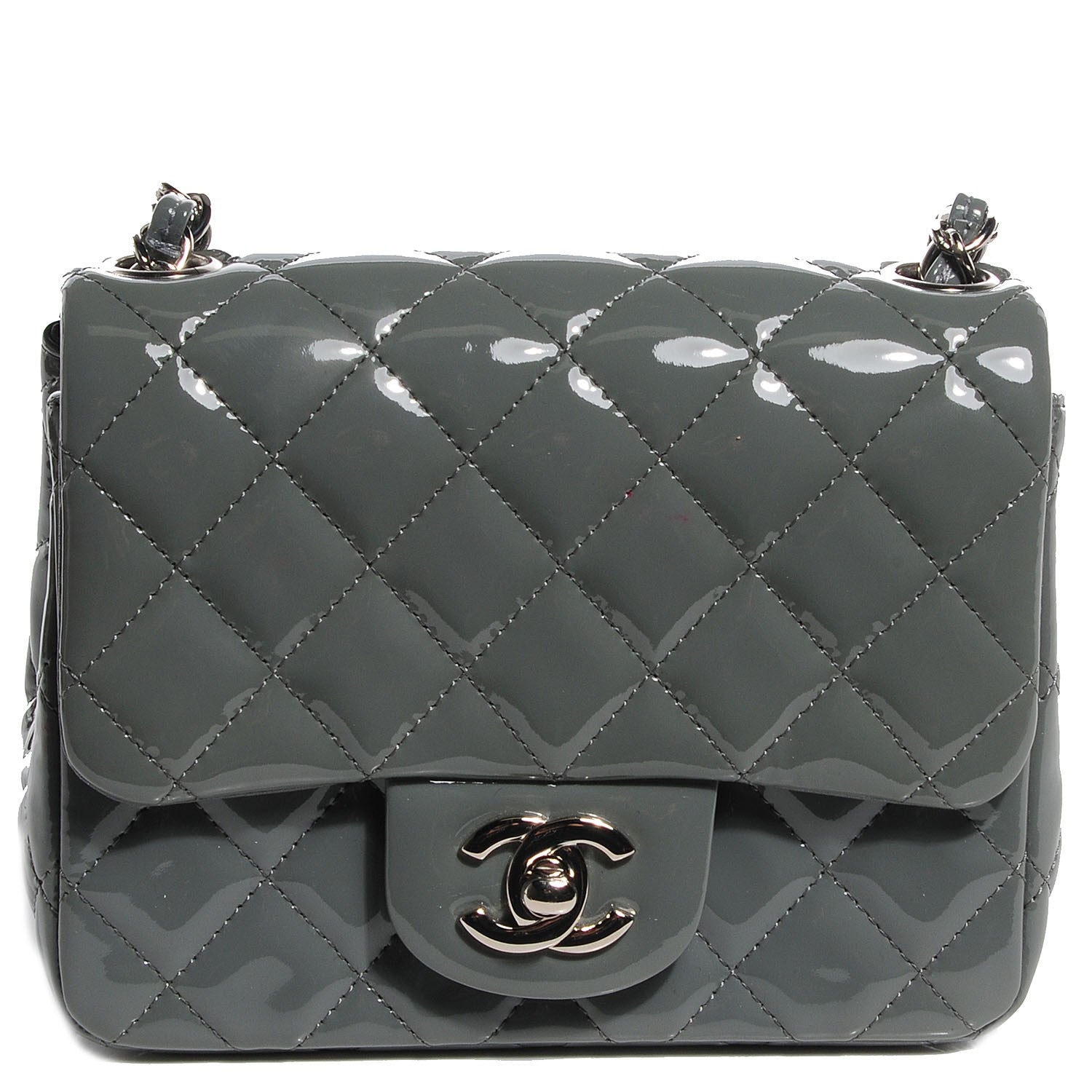 Chanel Patent Mini Square Flap Grey 1 of 8