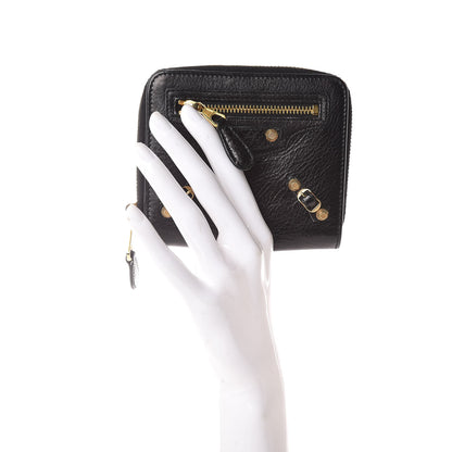 Balenciaga Agneau Giant 12 Gold Hardware Bill Fold Zip Wallet Black 2 of 11