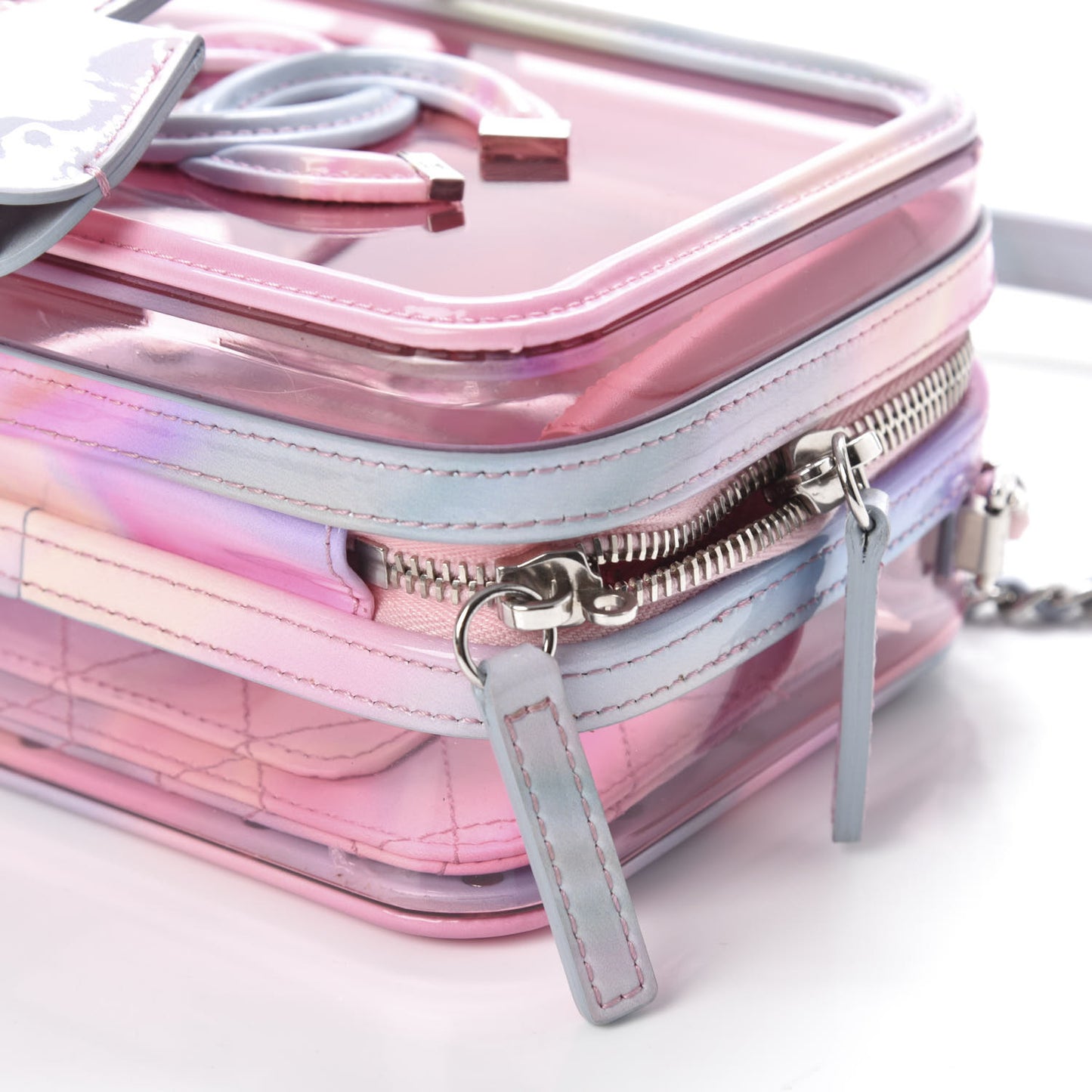 PVC Patent Calfskin Patent Lambskin Small CC Vanity Case Pink