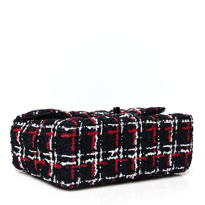 Chanel Tweed Quilted Mini Rectangular Flap Navy Blue White Red 3 of 10