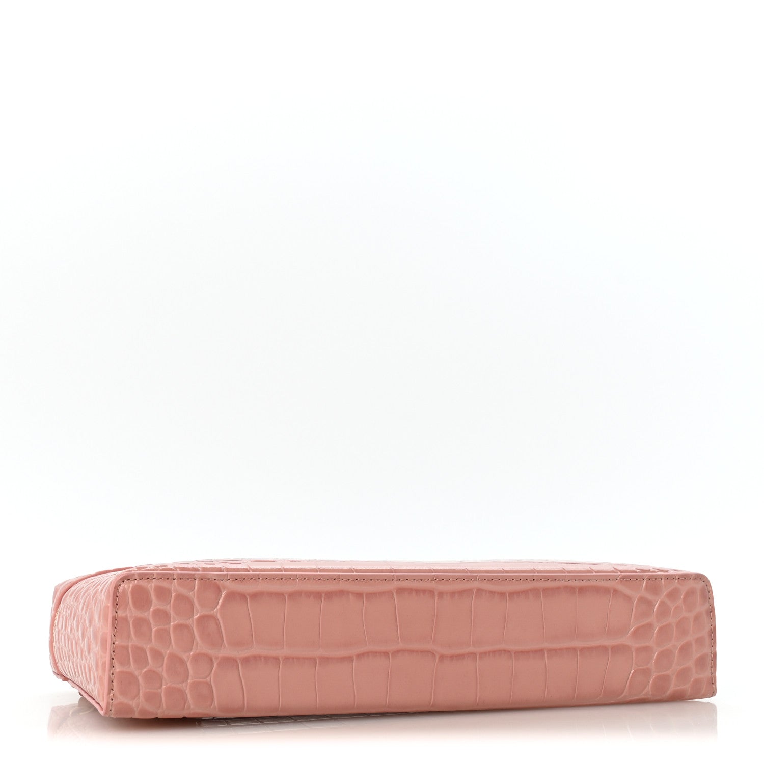 Chanel Calfskin Crocodile Embossed Crococo Top Handle East West Vanity Case With Chain Pink 4 of 11