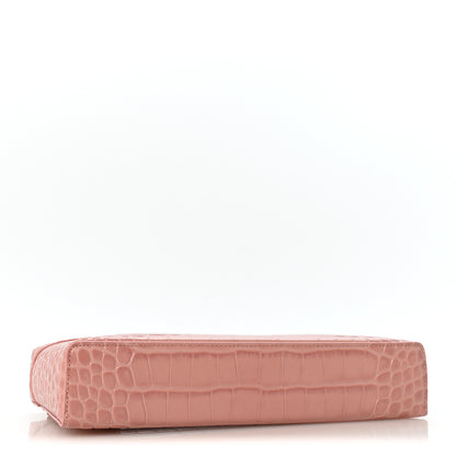 Chanel Calfskin Crocodile Embossed Crococo Top Handle East West Vanity Case With Chain Pink 4 of 11