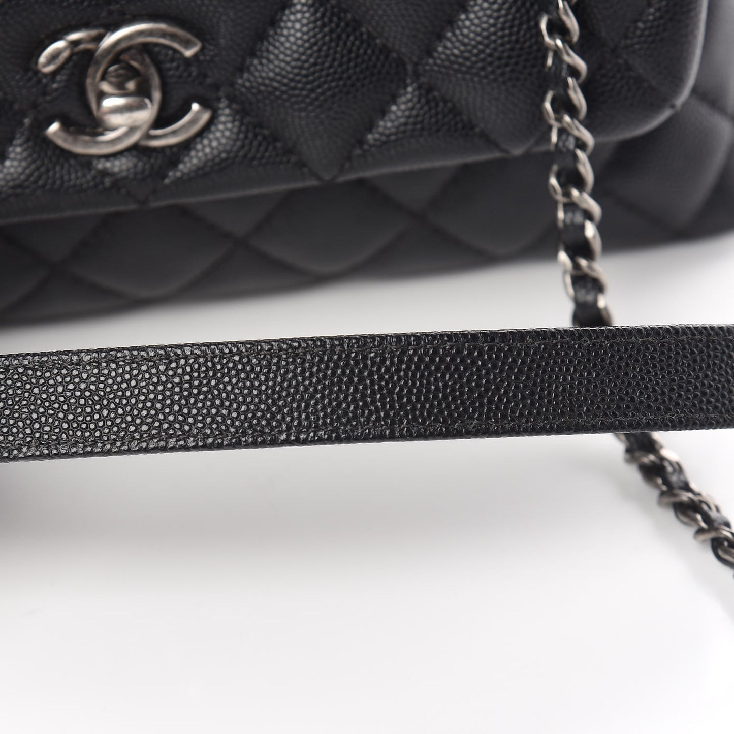 Caviar Quilted Mini Coco Handle Flap Black
