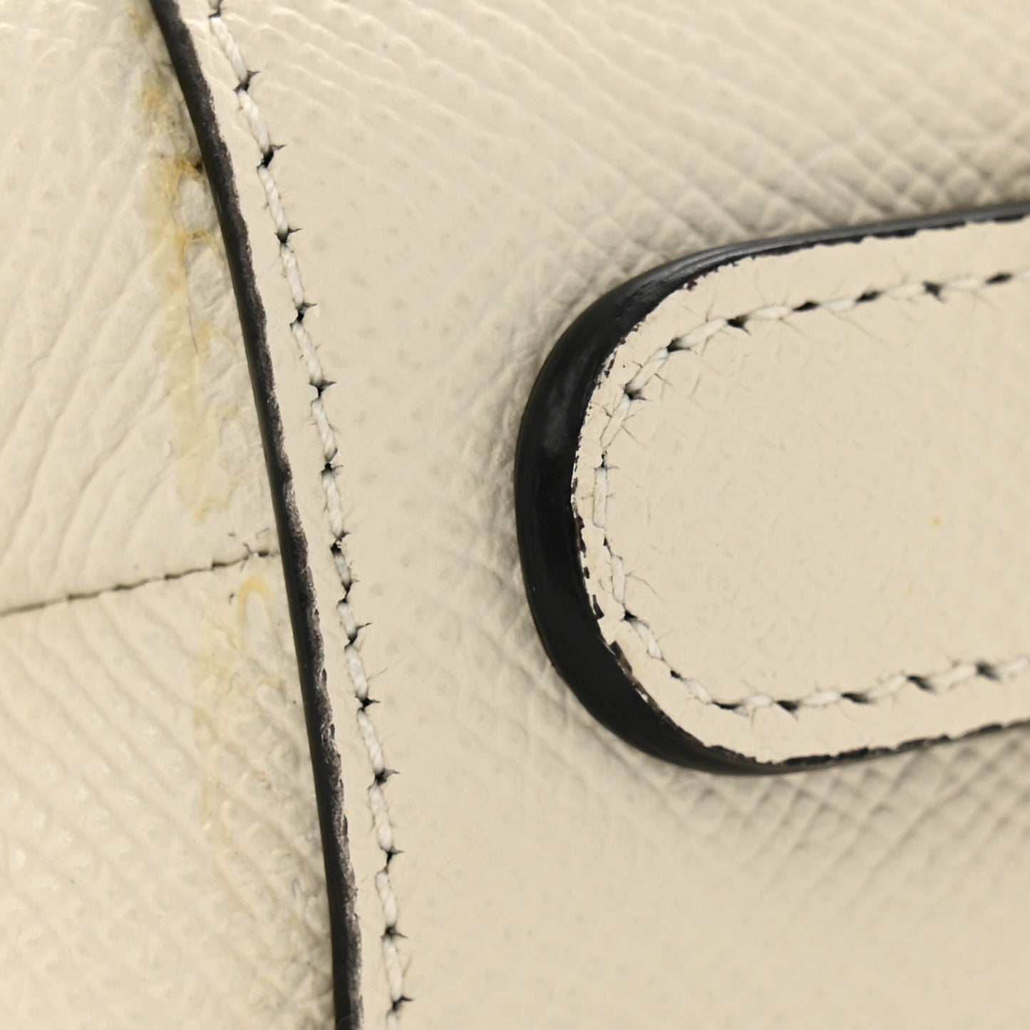 Grained Calfskin Saddle Bag White