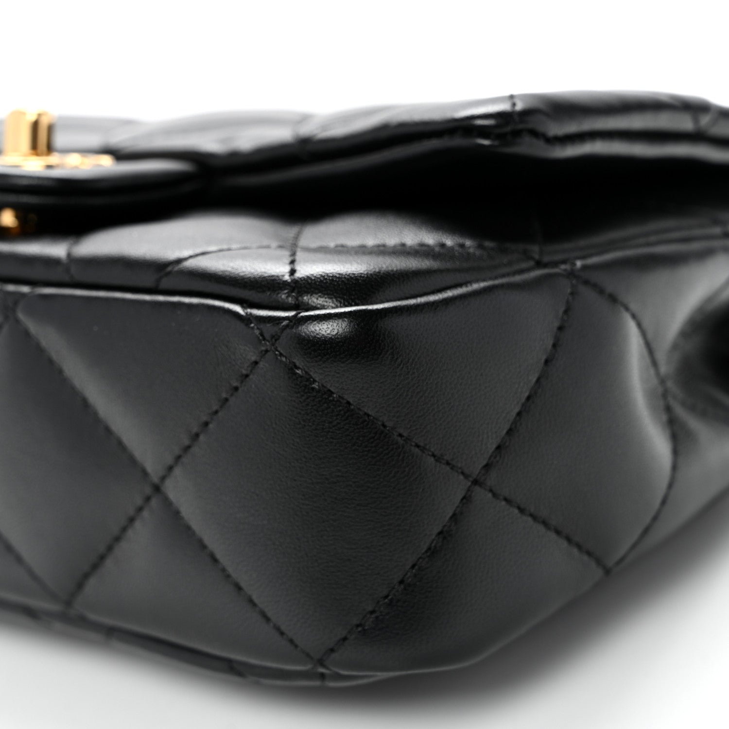 Chanel Lambskin Resin Quilted Top Handle Flap Black 10 of 10