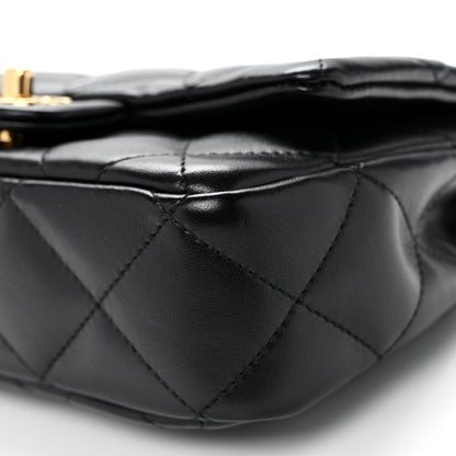 Chanel Lambskin Resin Quilted Top Handle Flap Black 10 of 10
