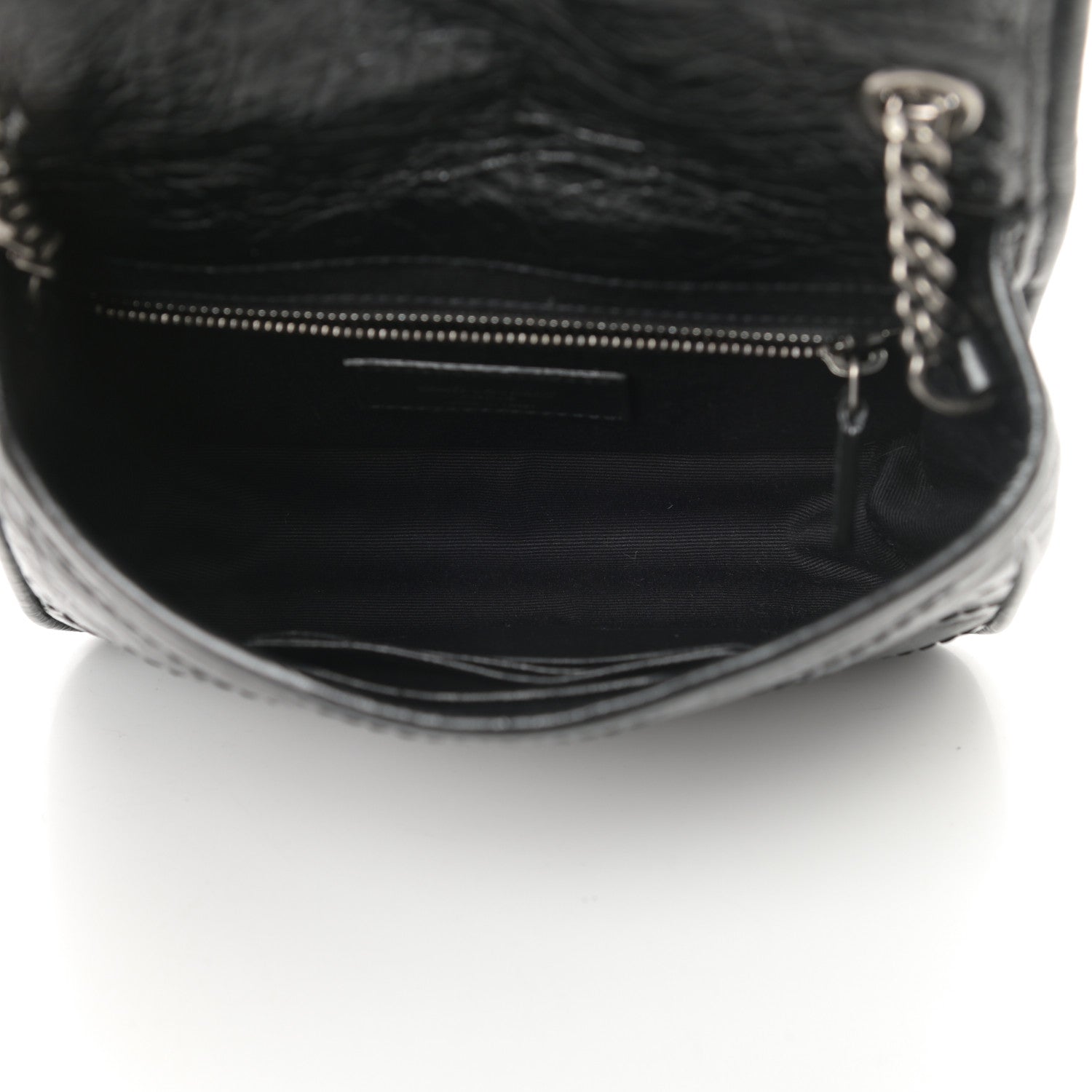 Saint Laurent Crinkled Calfskin Matelasse Monogram Niki Chain Wallet Black 5 of 11