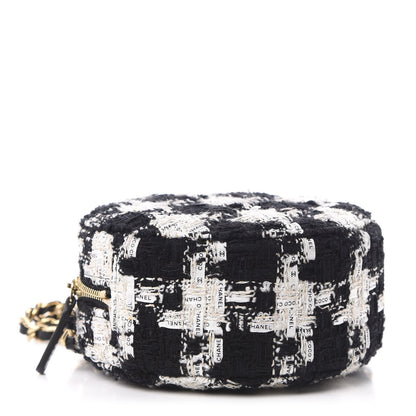 Chanel Tweed Round Clutch With Chain Black White 4 of 10