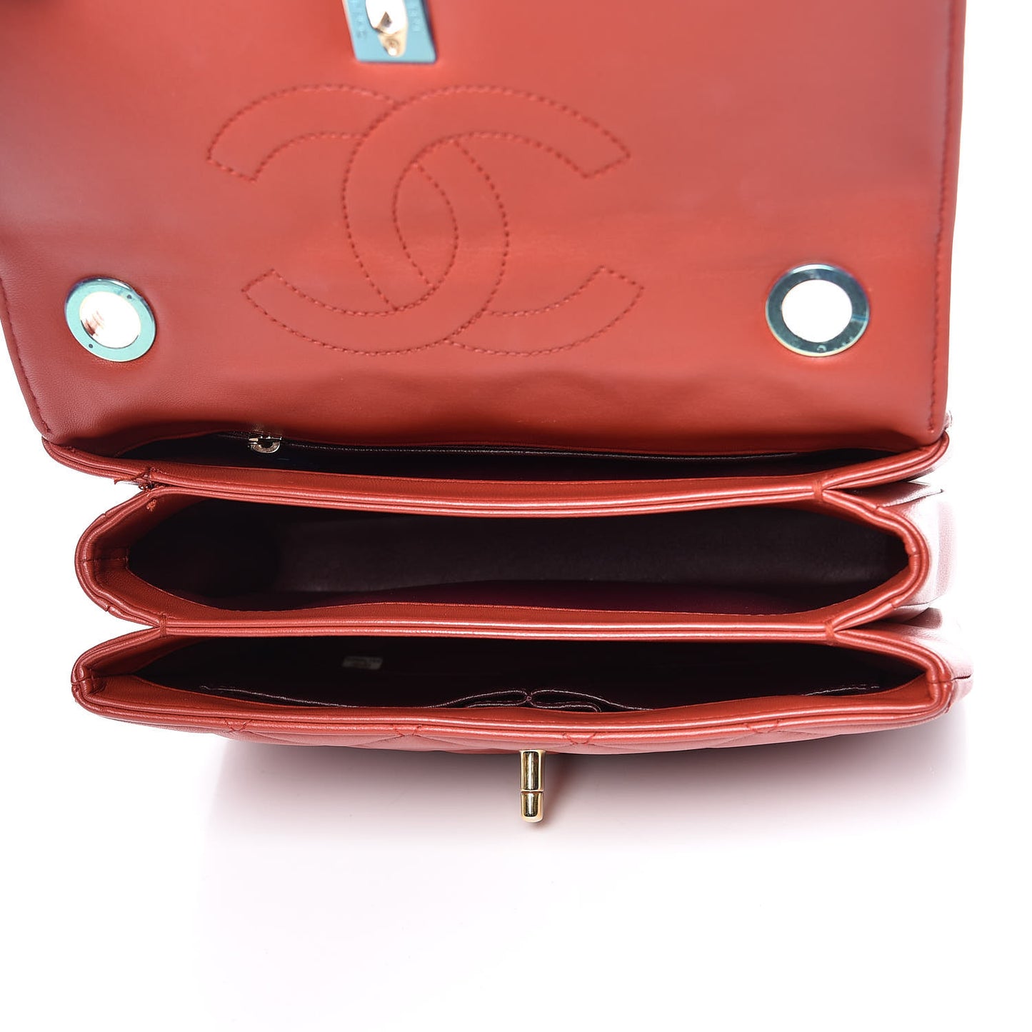 Lambskin Quilted Small Trendy CC Dual Handle Bag Red