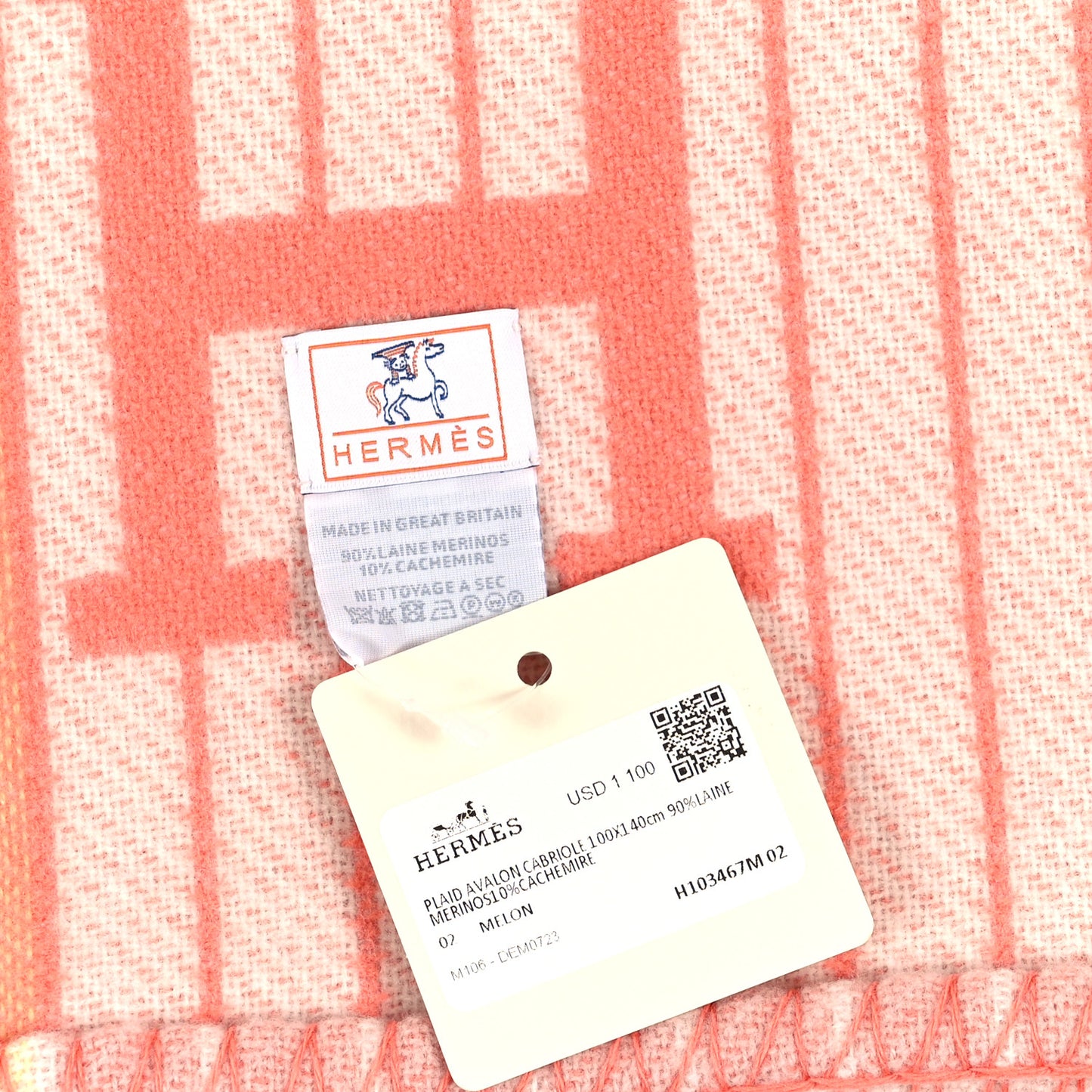 Wool Cashmere Avalon Cabriole Blanket Melon