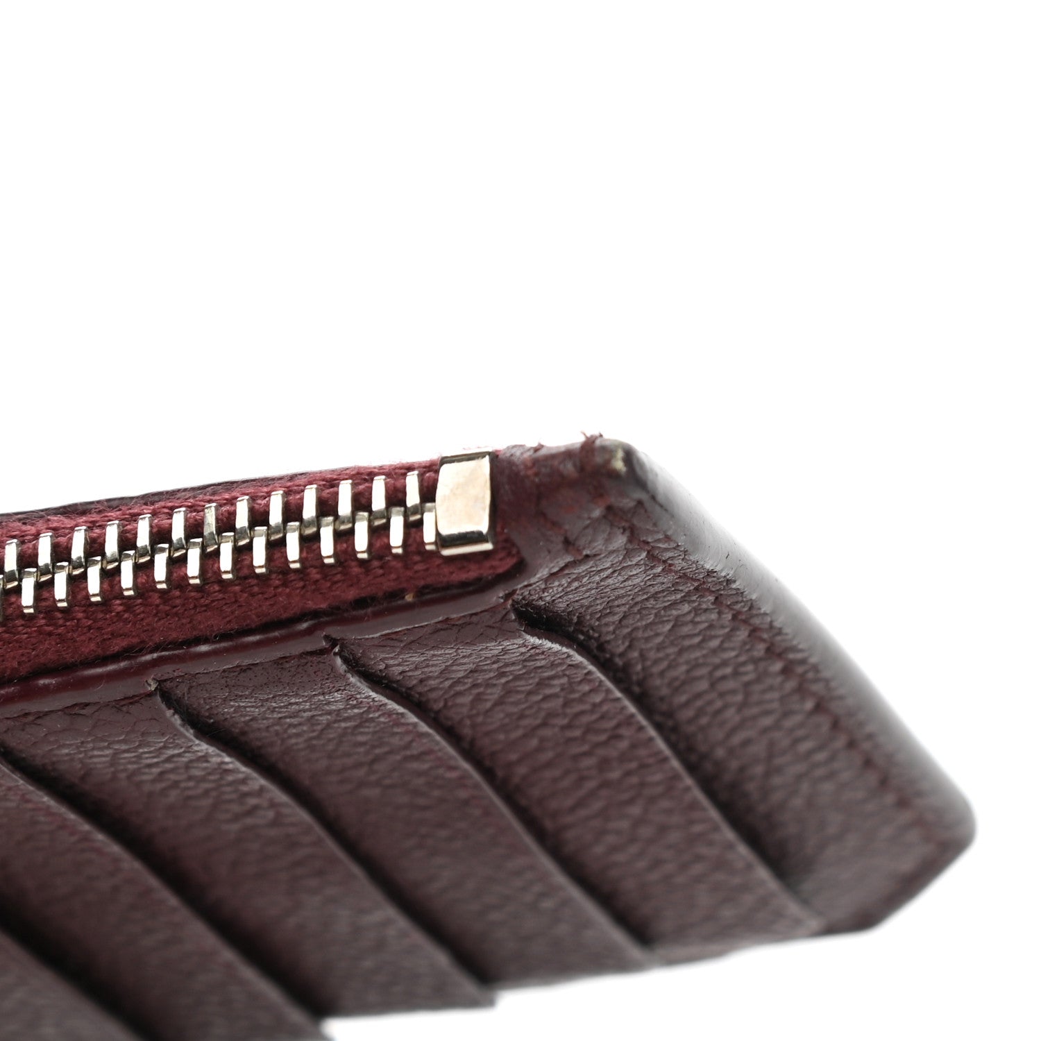 Saint Laurent Grained Calfskin 5 Fragments Zip Pouch Card Holder Burgundy 8 of 11