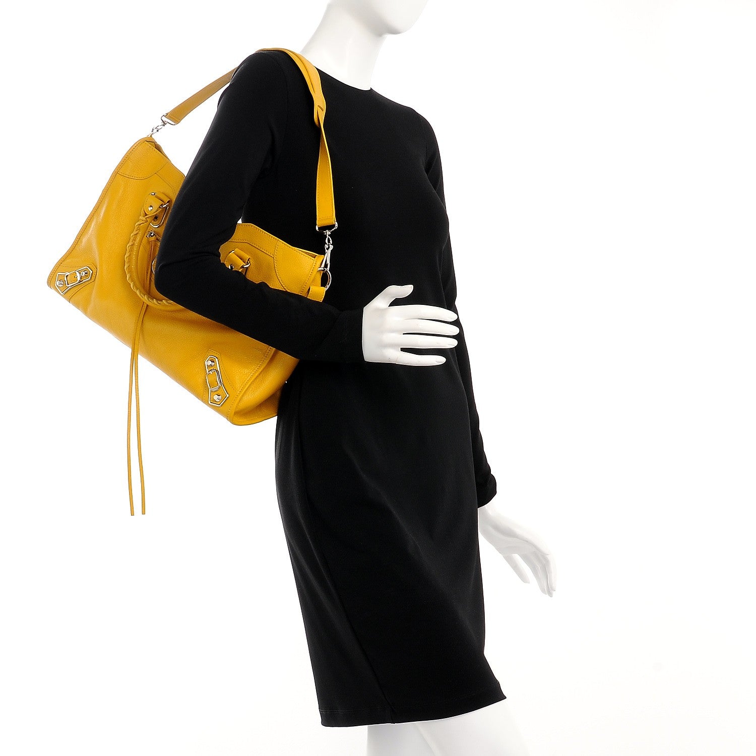 Balenciaga Chevre Silver Metallic Edge Hardware City Jaune Epi 2 of 8